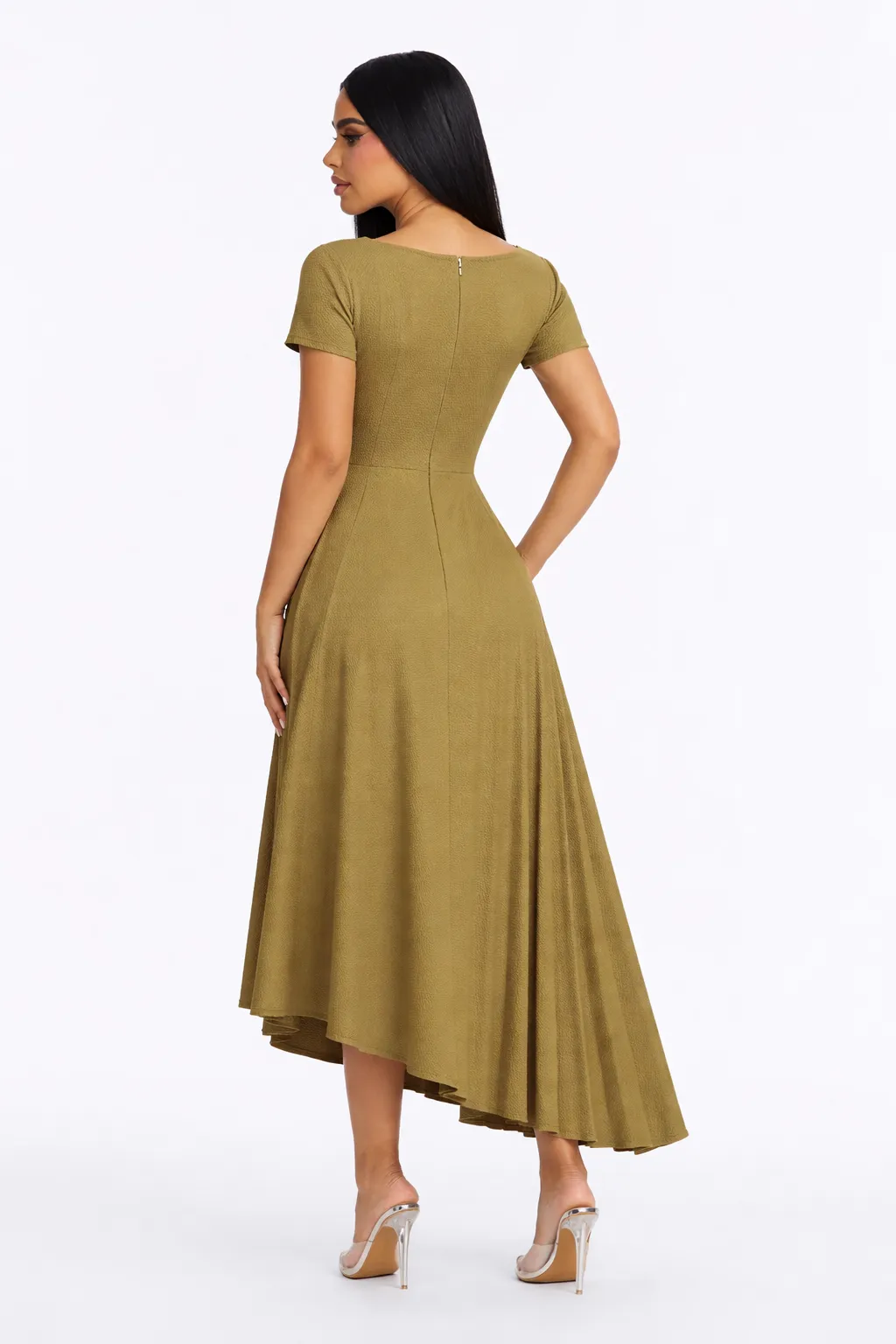 Alternative view of KOREAN CHEVRON FLOWING MIDI – EFFORTLESS ELEGANCE | MDU3294