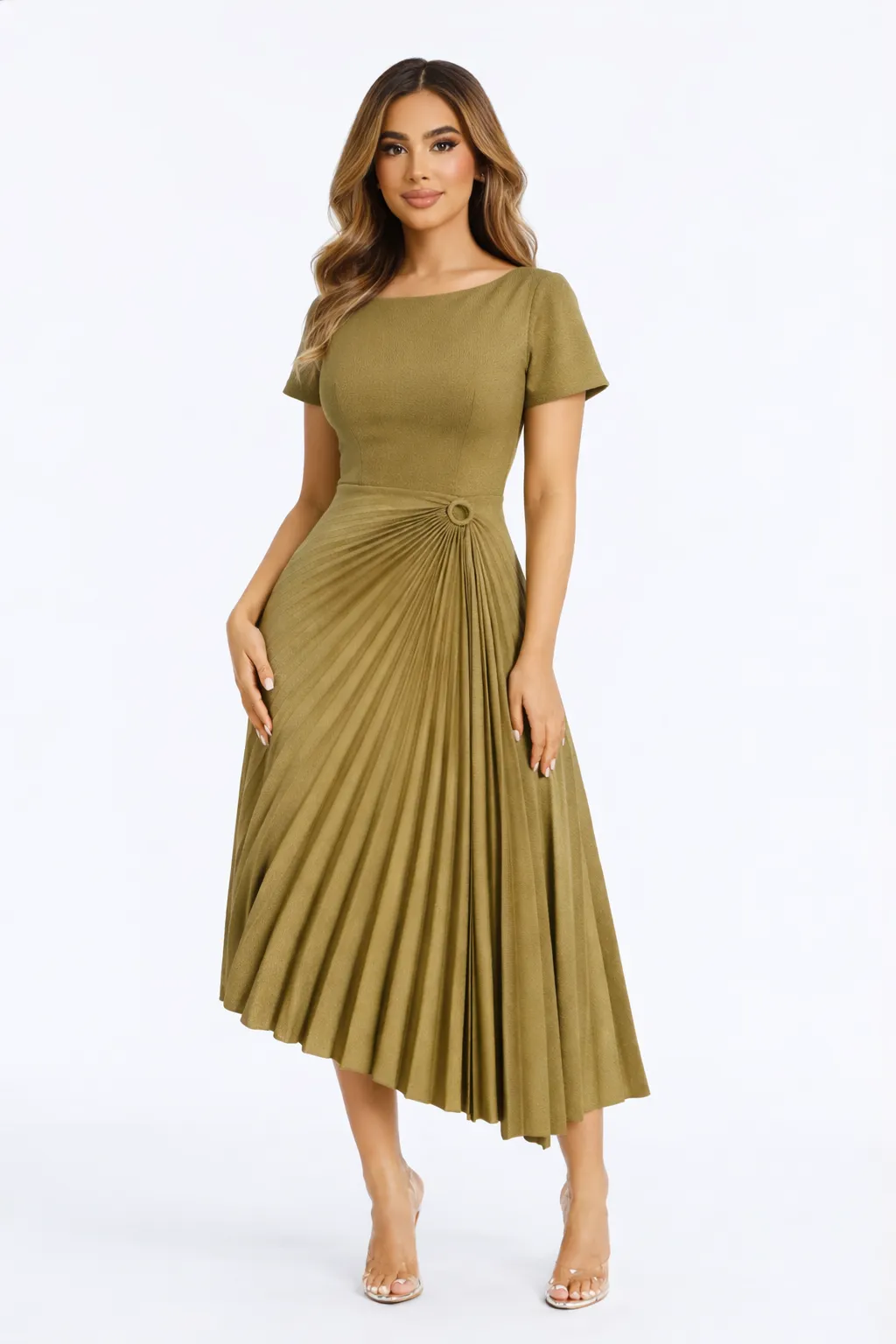 KOREAN CHEVRON FLOWING MIDI – EFFORTLESS ELEGANCE | MDU3294