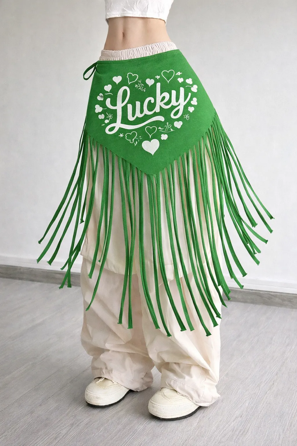 Alternative view of LUCKY CLOVER FRINGE WRAP – FESTIVE STREETWEAR | MDU388US