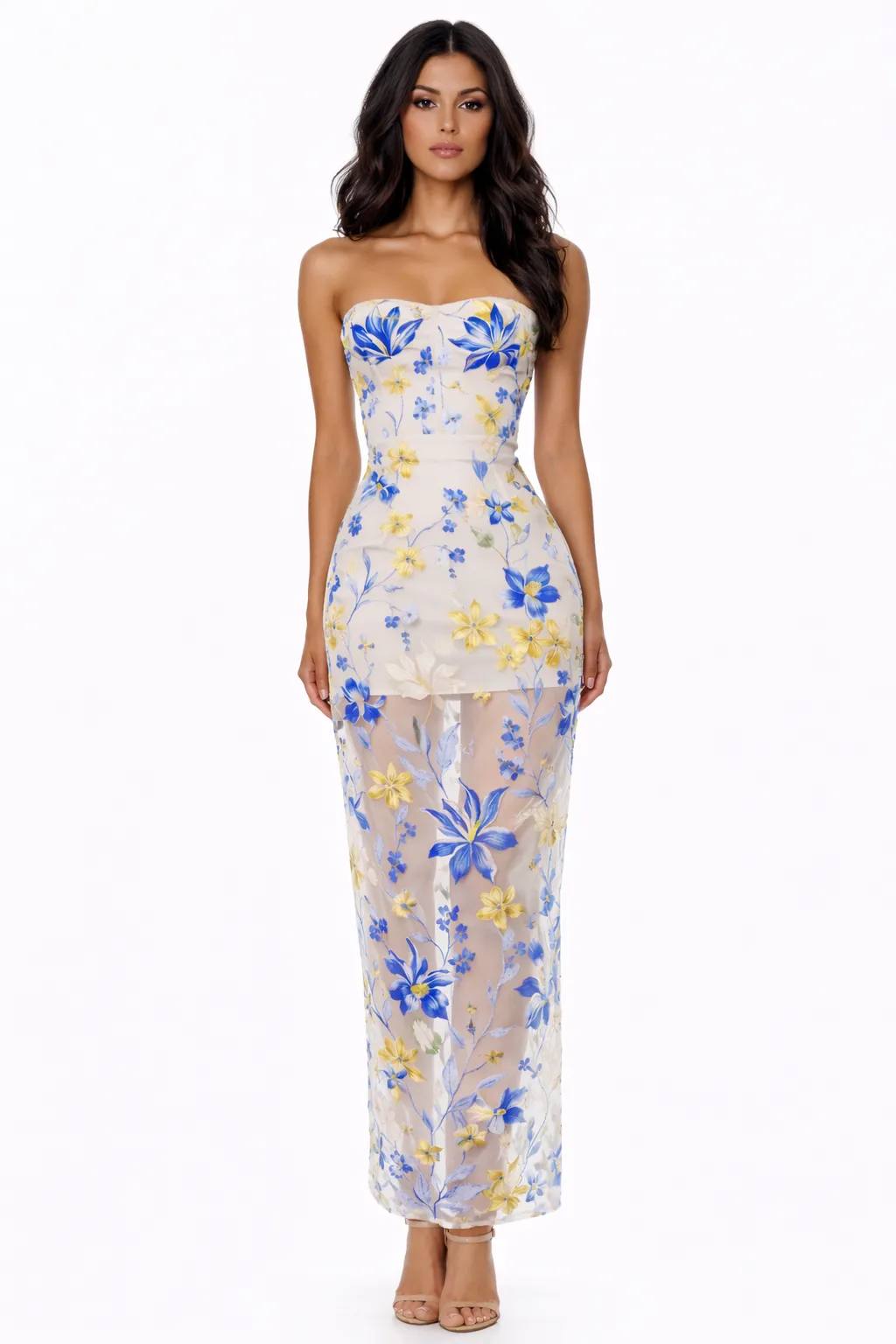 AZURE FLORAL CORSET MAXI – SPRING ELEGANCE | MDU378US