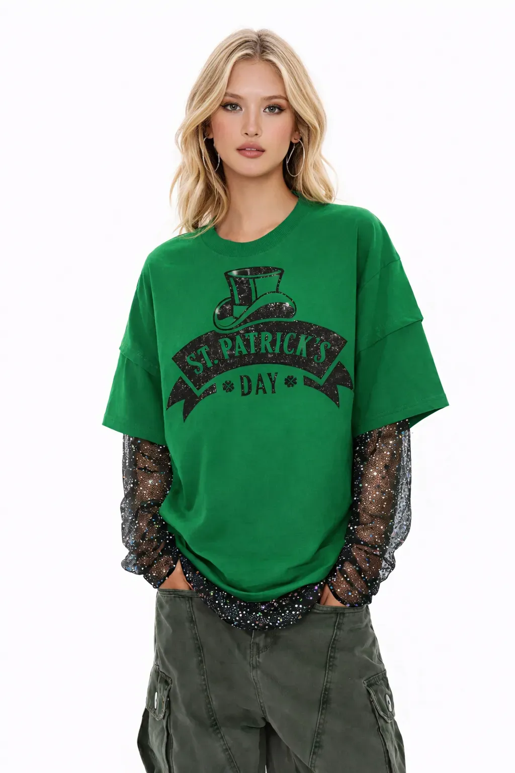 MIDNIGHT SHIMMER FESTIVE TEE – GLAMOUR STREETWEAR | MDU393US