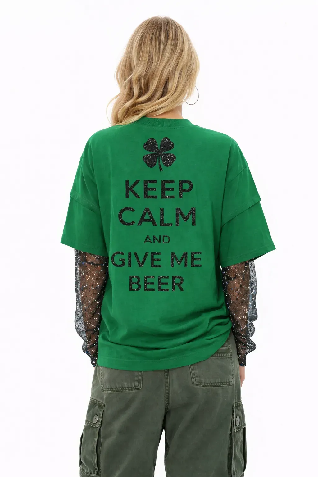 Alternative view of MIDNIGHT SHIMMER FESTIVE TEE – GLAMOUR STREETWEAR | MDU393US