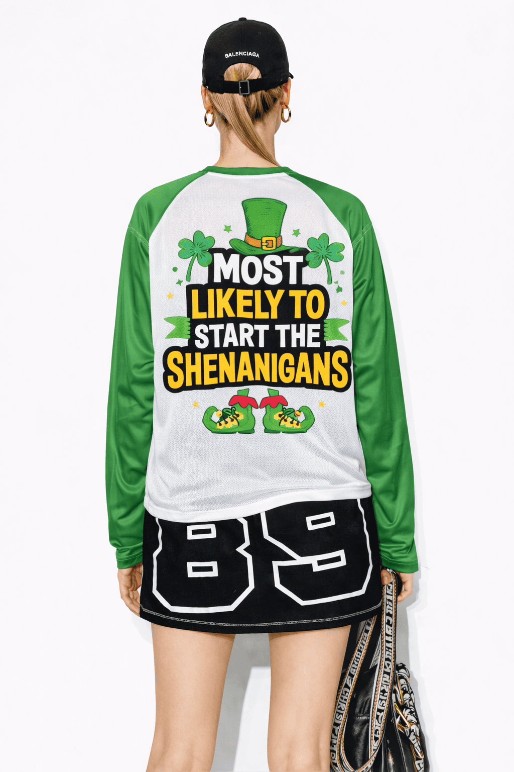 Alternative view of SHAMROCK FESTIVE MESH TOP – MODERN STREET ATHLEISURE | MDU396US