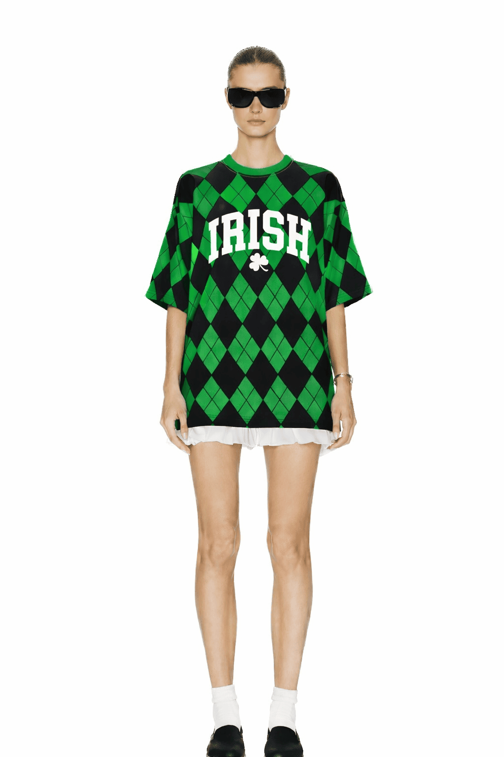 IRISH ARGYLE OVERSIZE TEE – FESTIVE PREPPY STYLE | MDU397US