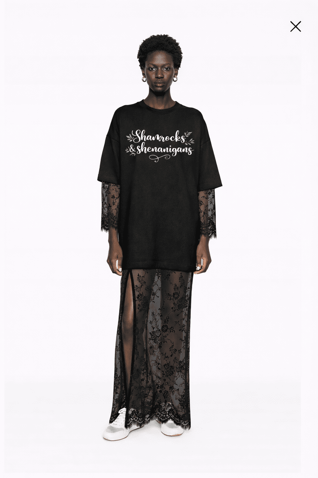 SHAMROCK NOIR LACE MAXI – EDGY FESTIVE ELEGANCE | MDU399US