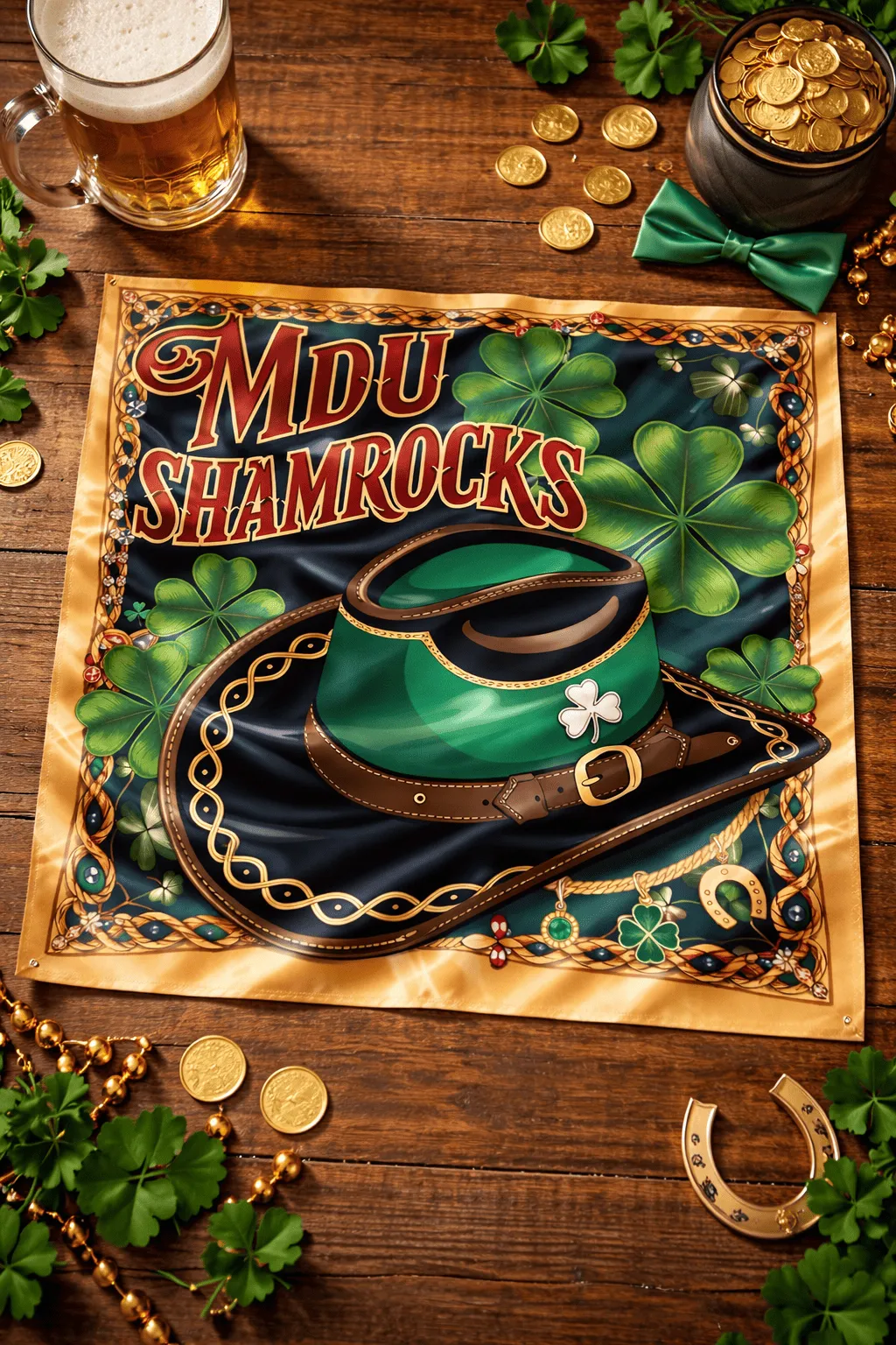 Alternative view of SHAMROCK LUXE SILK BANDANA – ARTISANAL HERITAGE | MDU401US