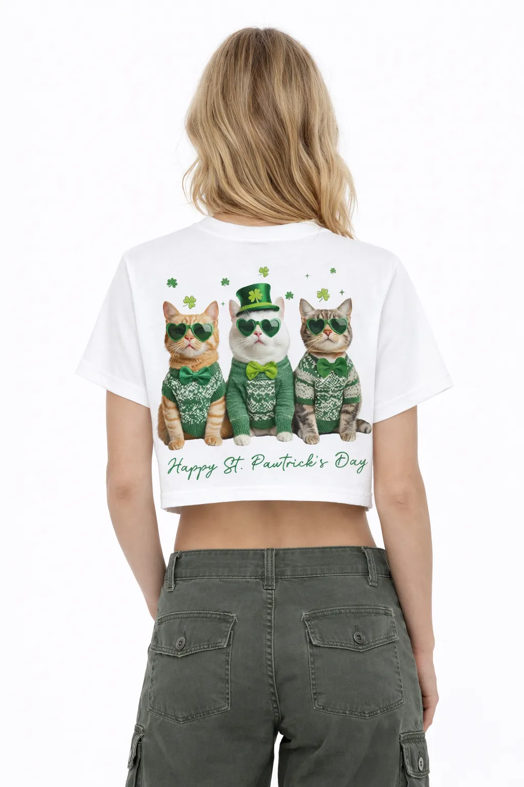 Alternative view of LUCKY PUPS CROP TEE – PLAYFUL FESTIVE STREETWEAR | MDU409US