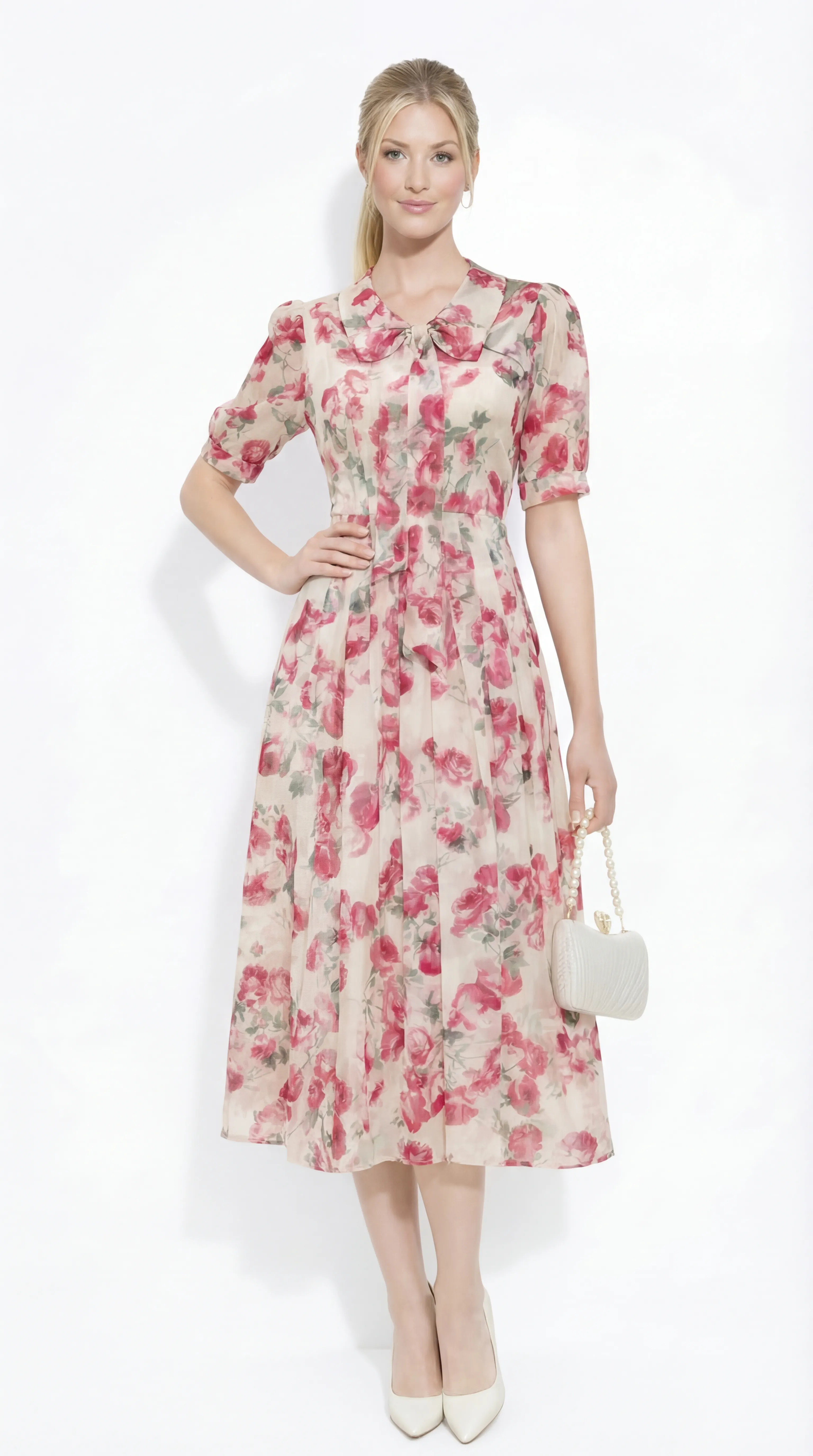 ROSE BLOSSOM ELEGANCE – PREMIUM PRESSED SILK MIDI | MDU4889