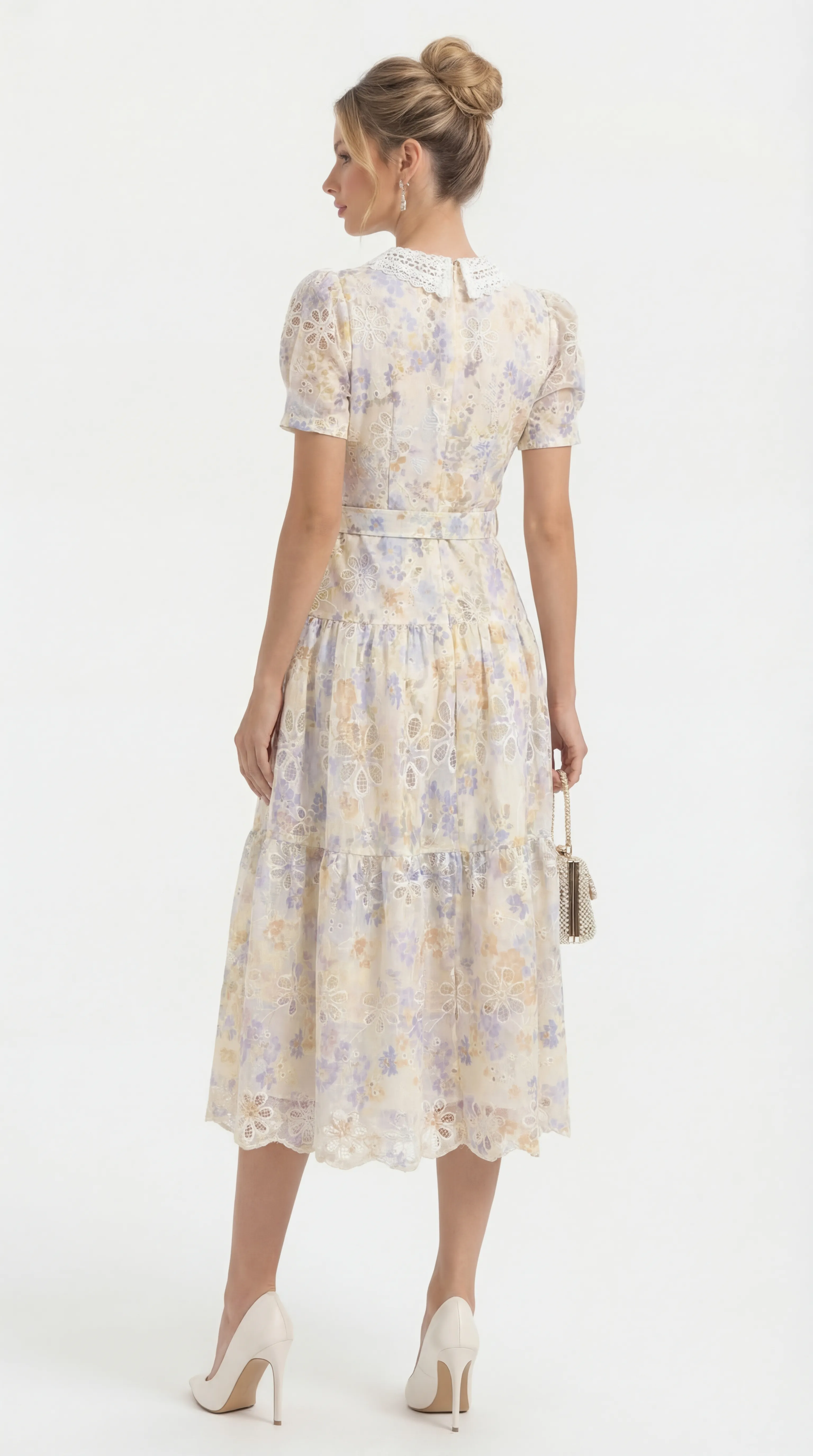 Alternative view of PASTEL BLOSSOM EMBROIDERED MIDI – ROMANTIC GARDEN EDIT | MDU5149
