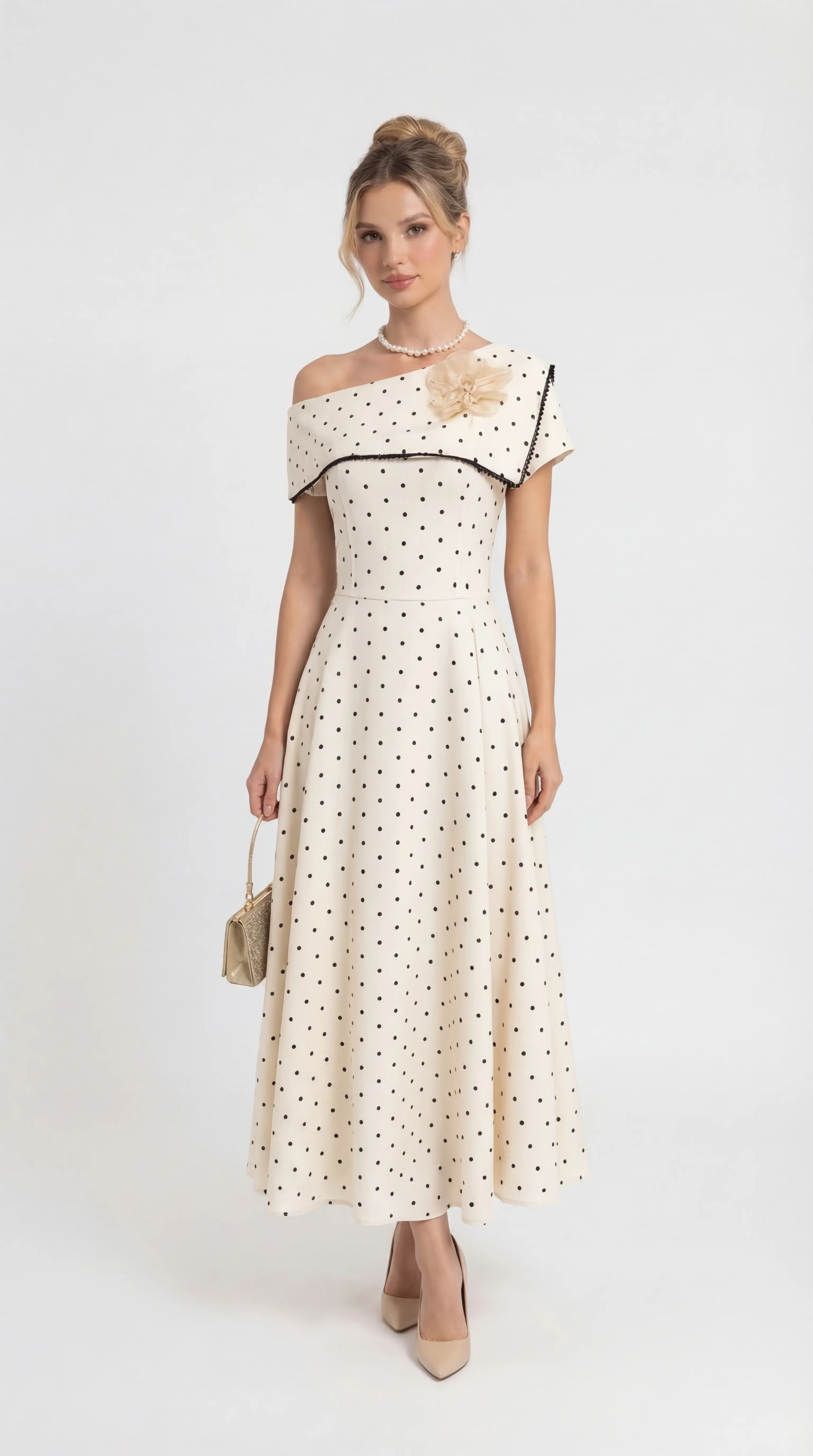 VINTAGE POLKA DOT ELEGANCE – ITALIAN CHÉO MIDI | MDU5334