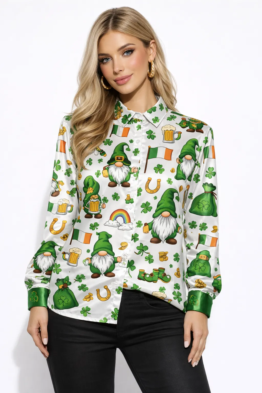 ST. PATRICK’S GNOME SILK SHIRT – PREMIUM PRINTED LỤA | MUS384