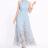 SERENE SKY FLORAL GOWN – PREMIUM PRINTED TƠ SILK | MUS467
