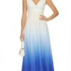AZURE GRADIENT MIDI GOWN – LUXURY SILK | MUS507