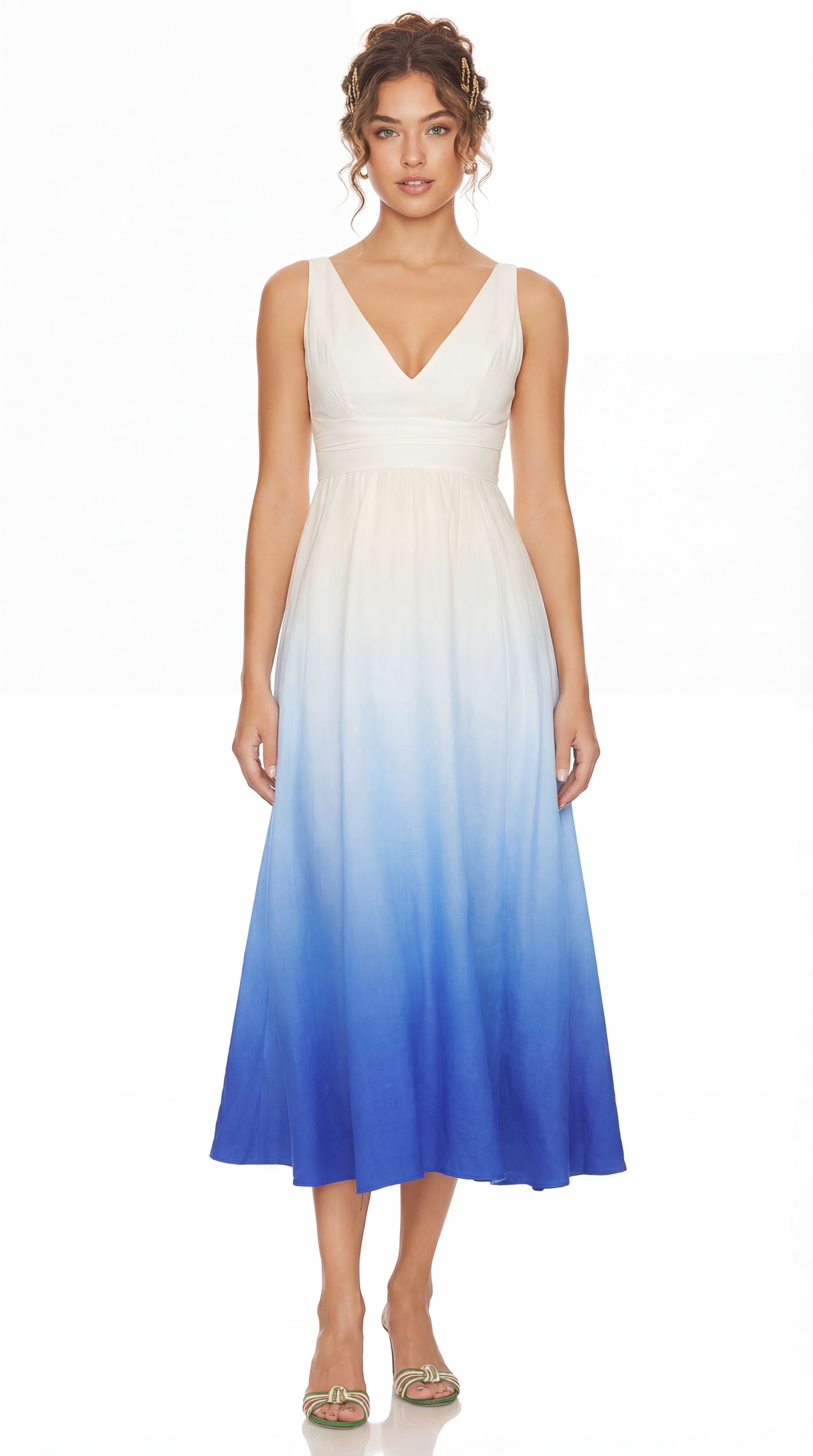 Alternative view of AZURE GRADIENT MIDI GOWN – LUXURY SILK | MUS507