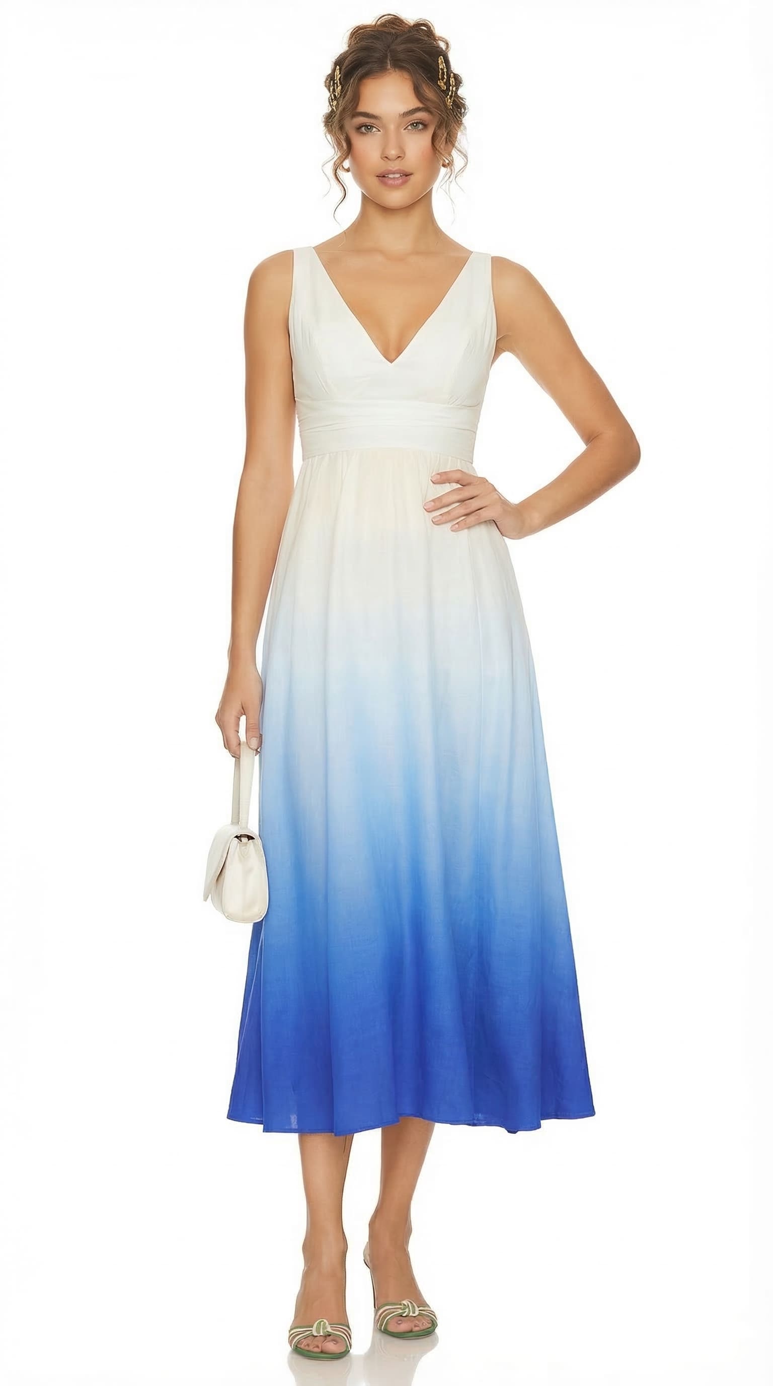 AZURE GRADIENT MIDI GOWN – LUXURY SILK | MUS507