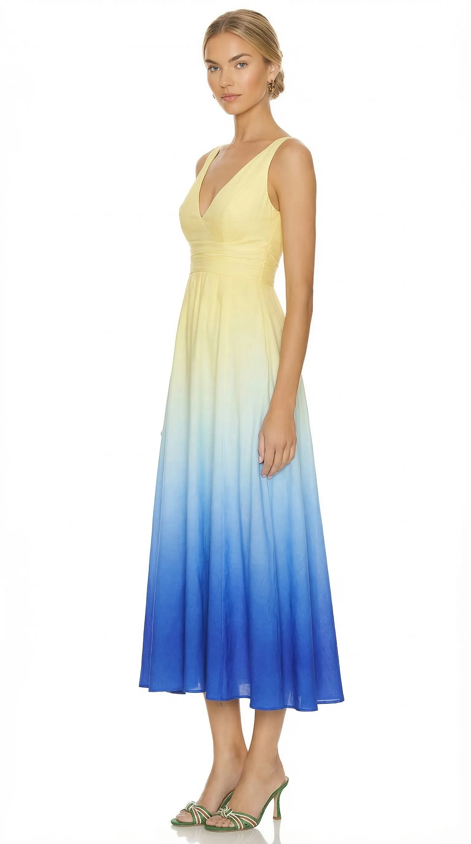 Alternative view of GOLDEN HORIZON GRADIENT MIDI GOWN – LUXURY SILK | MUS509