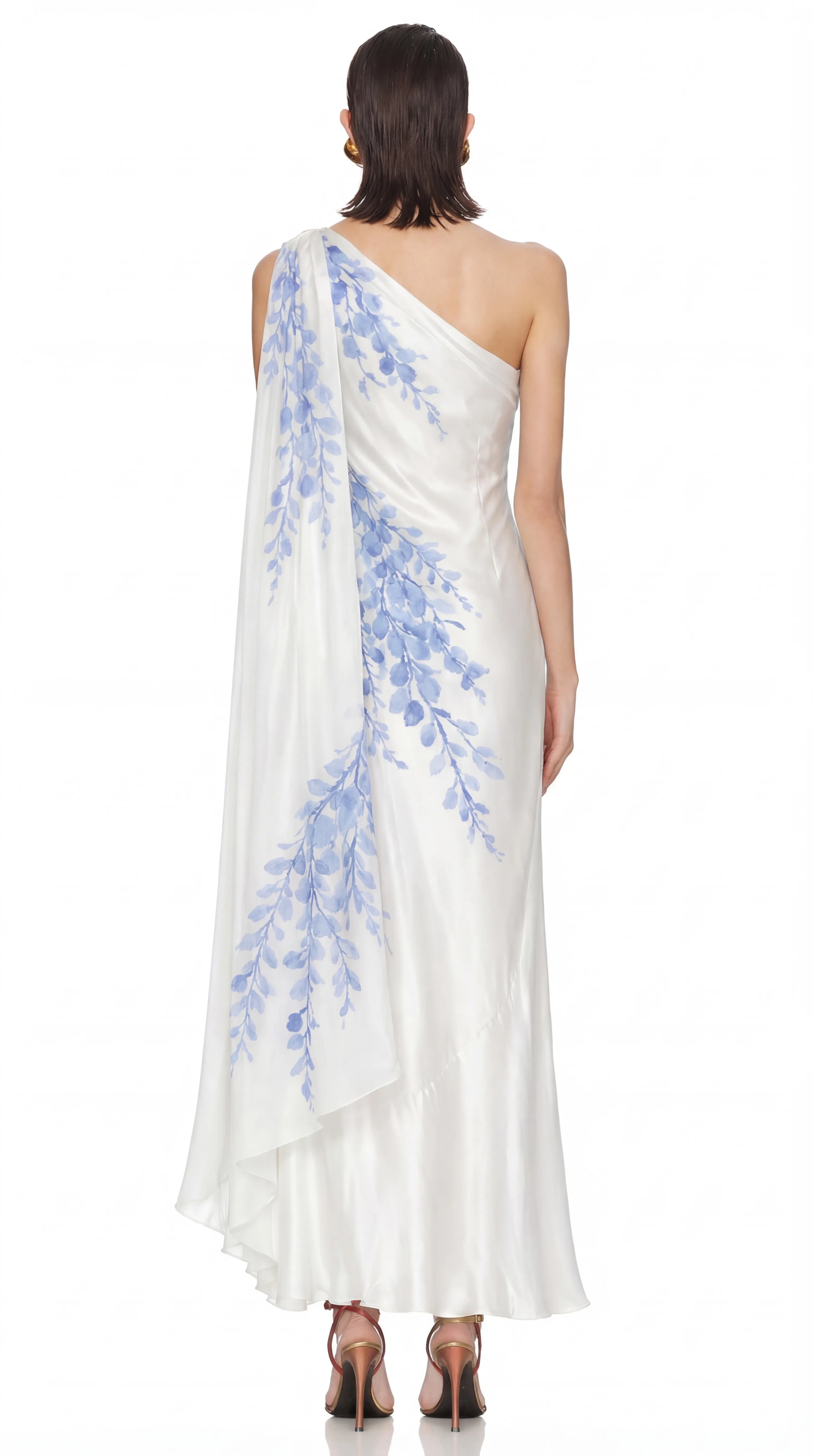 Alternative view of CERULEAN BLOSSOM ONE-SHOULDER GOWN – PREMIUM SILK | MUS513