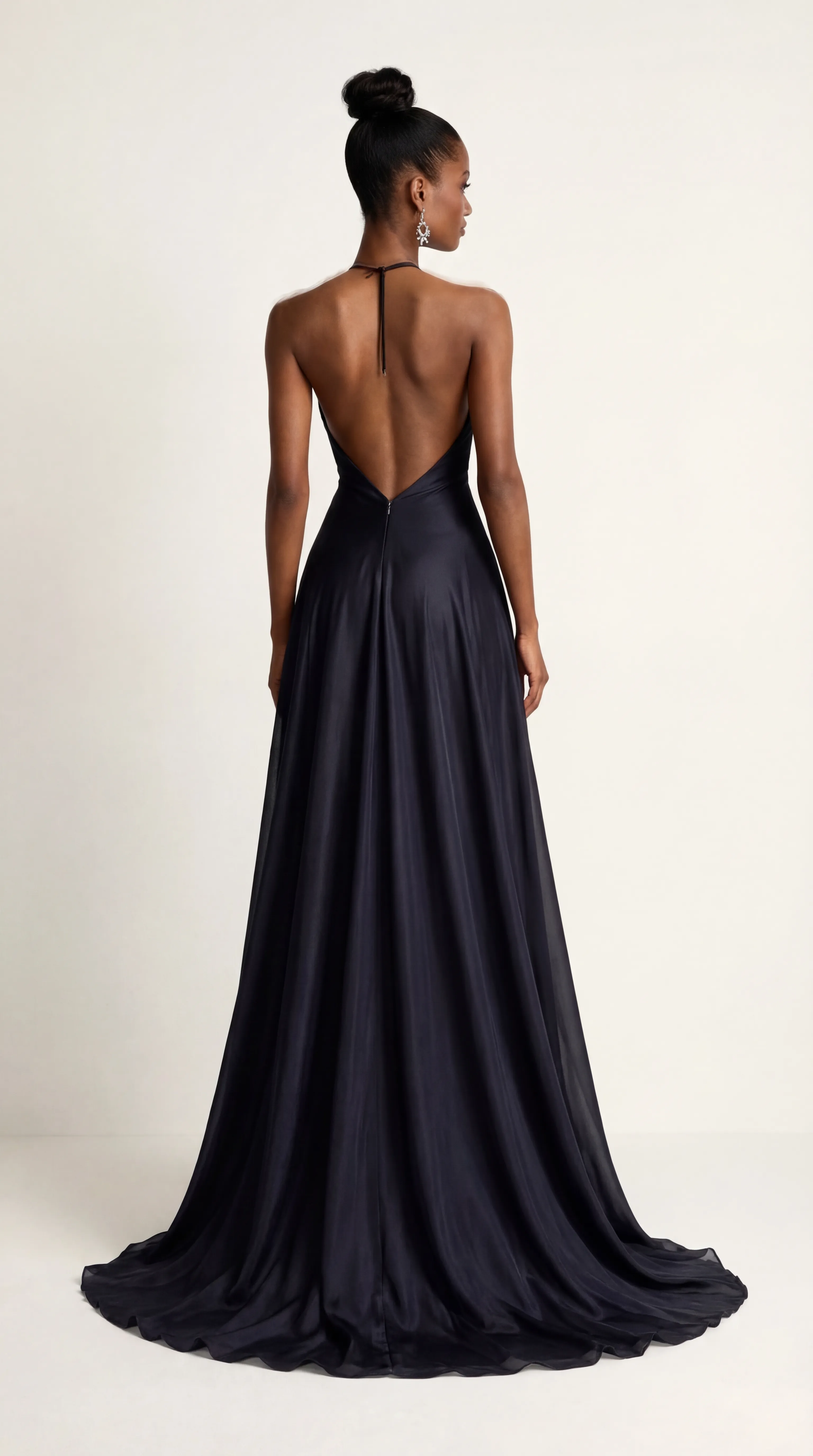 Alternative view of HALTER TIE SILK DRESS – PRINTED SILK WITH OPEN BACK DETAIL | MUS541