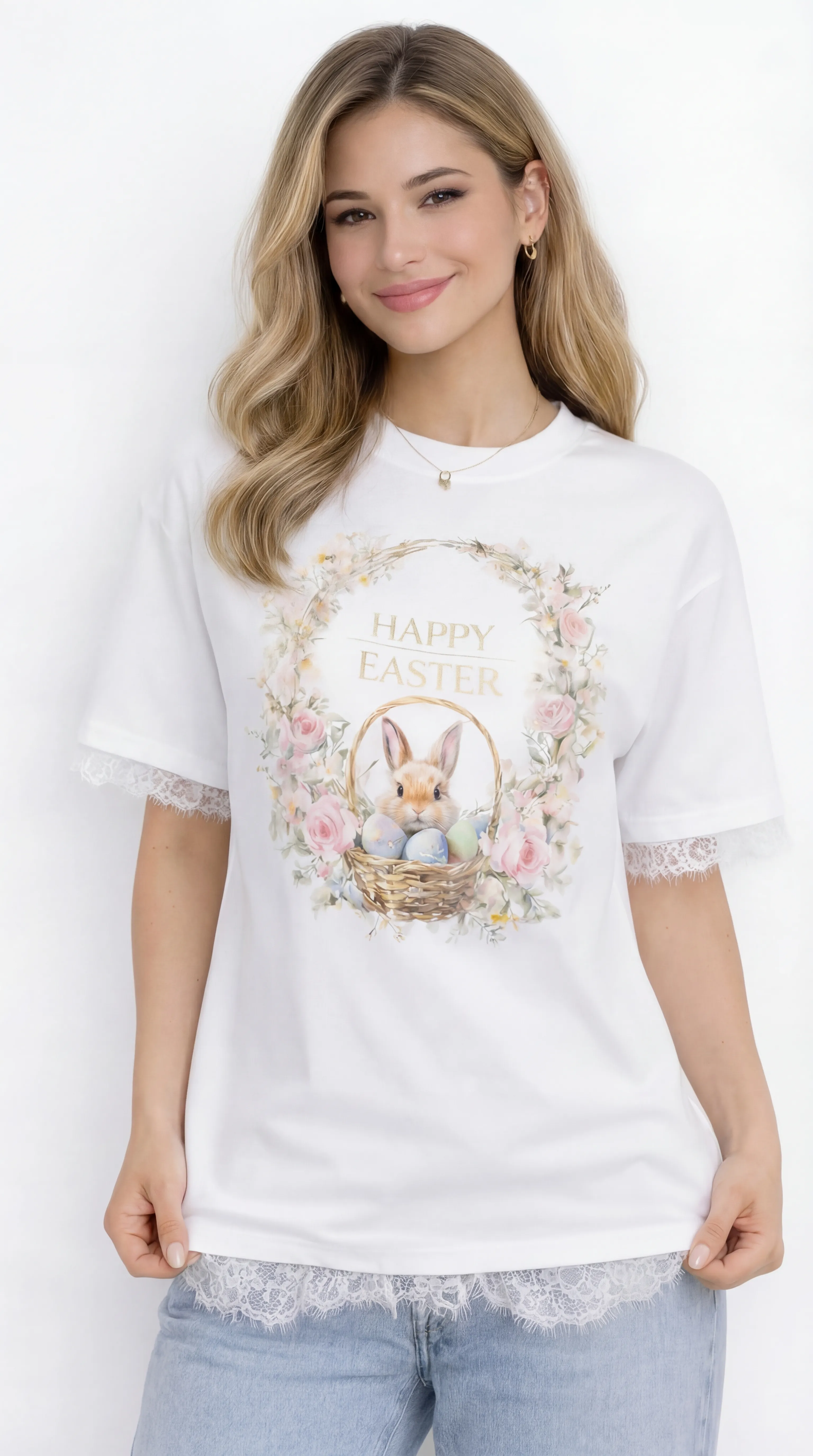 EASTER ENCHANTMENT – PREMIUM LACE-TRIMMED COTTON TEE | MUS420