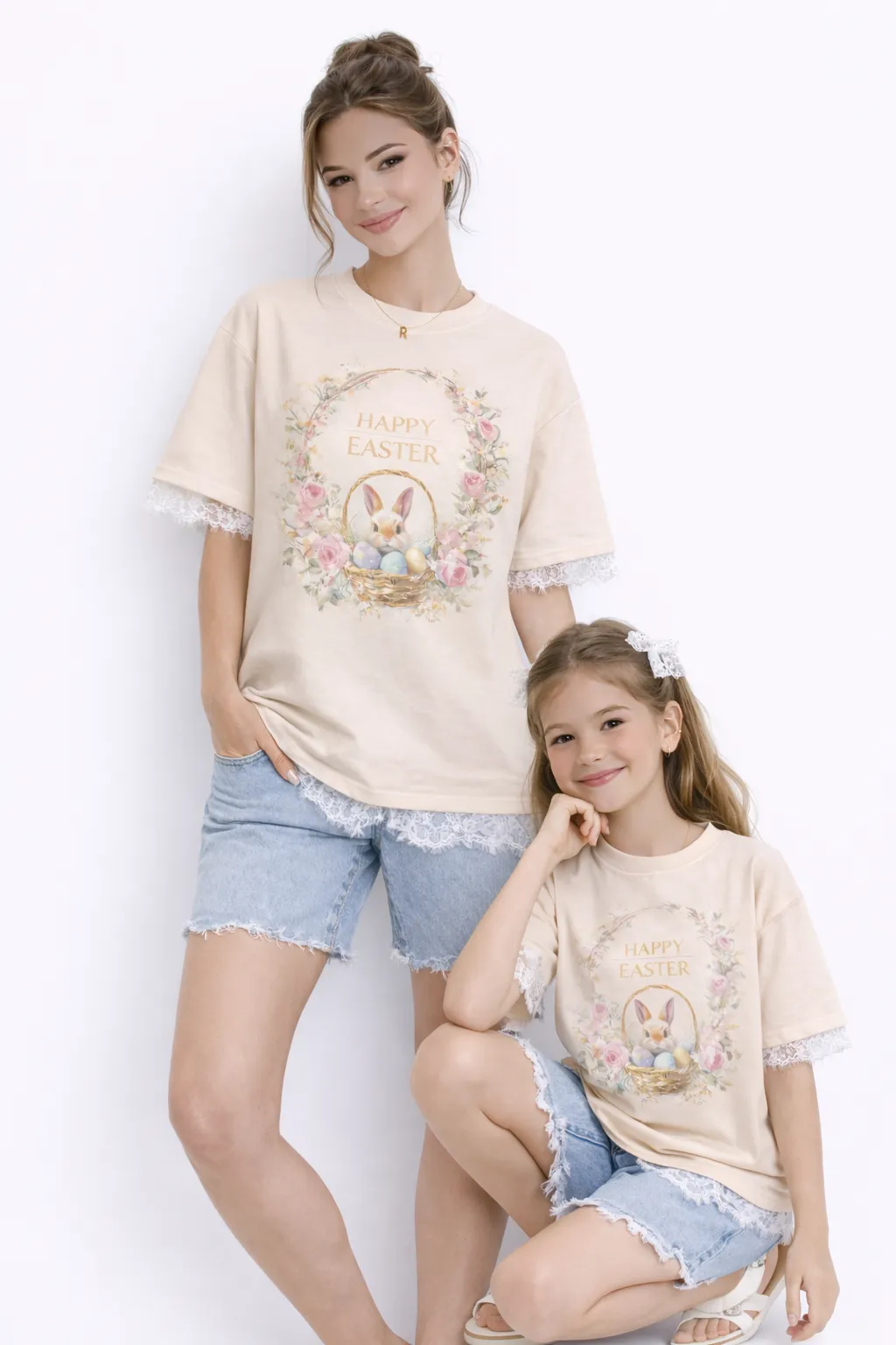 EASTER ENCHANTMENT – PREMIUM LACE-TRIMMED COTTON TEE | MUS423