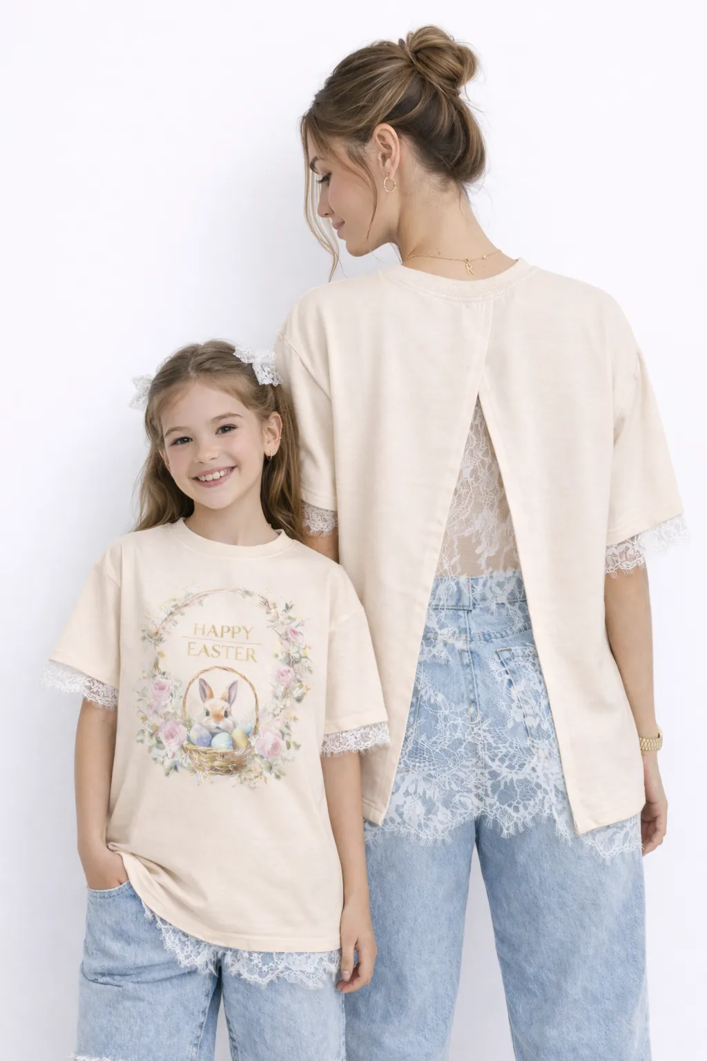 Alternative view of EASTER ENCHANTMENT – PREMIUM LACE-TRIMMED COTTON TEE | MUS423