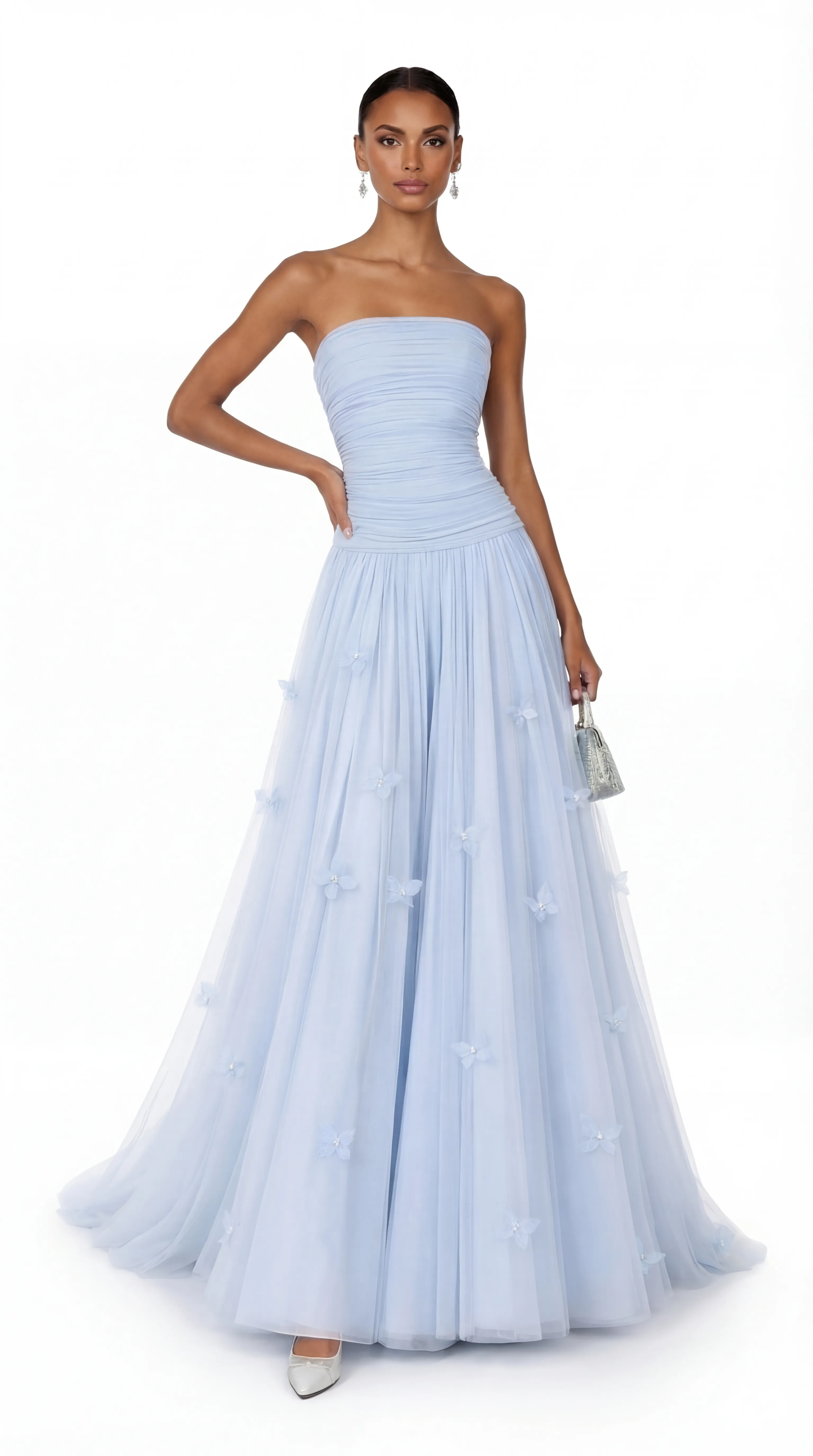 SERENE BUTTERFLY AZURE GOWN – PREMIUM SILK TƠ | MUS463