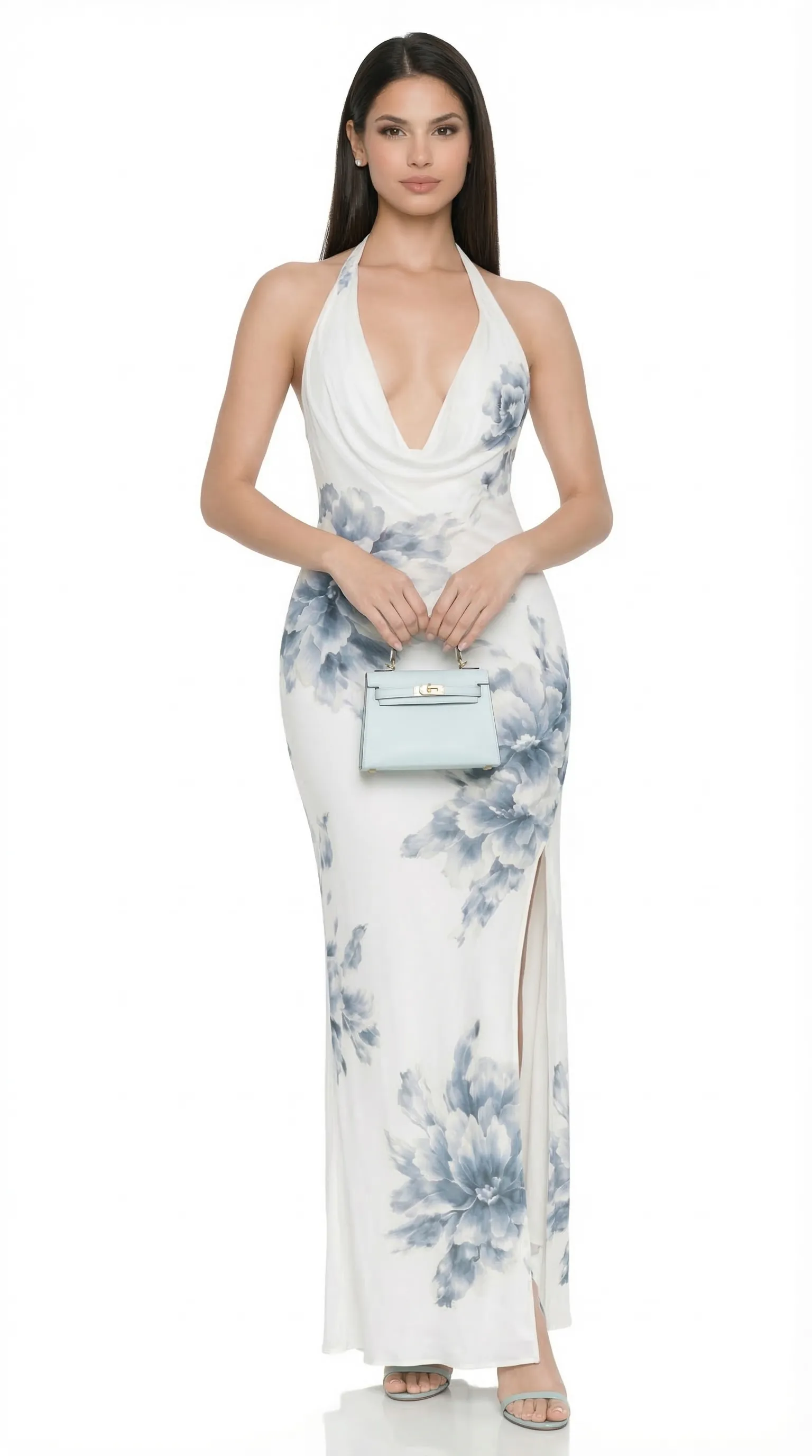 ETHEREAL SKY BLOOM GOWN – PREMIUM PRINTED TƠ SILK | MUS482