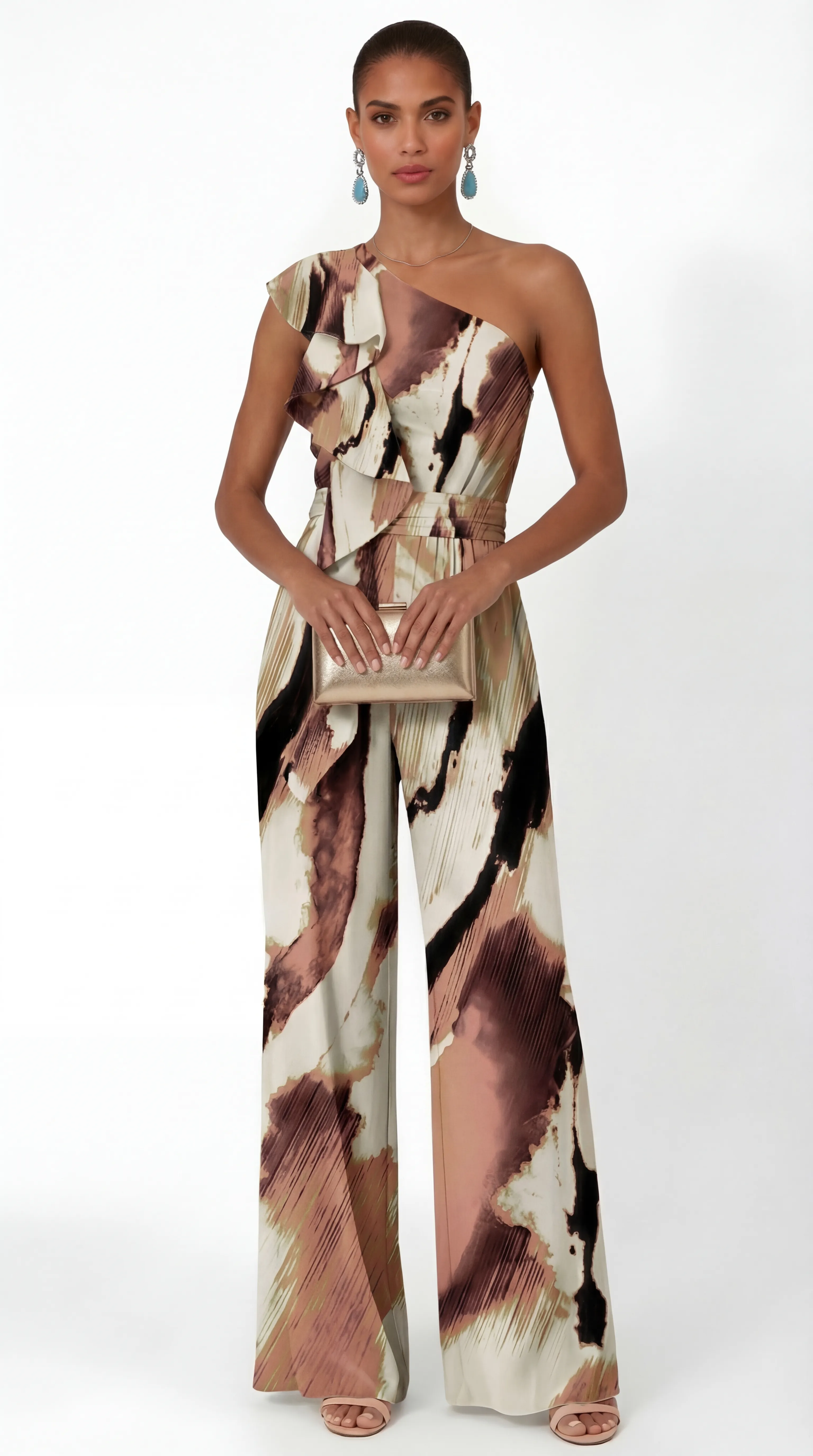DESERT MIRAGE ONE-SHOULDER JUMPSUIT – PREMIUM SILK | MUS504