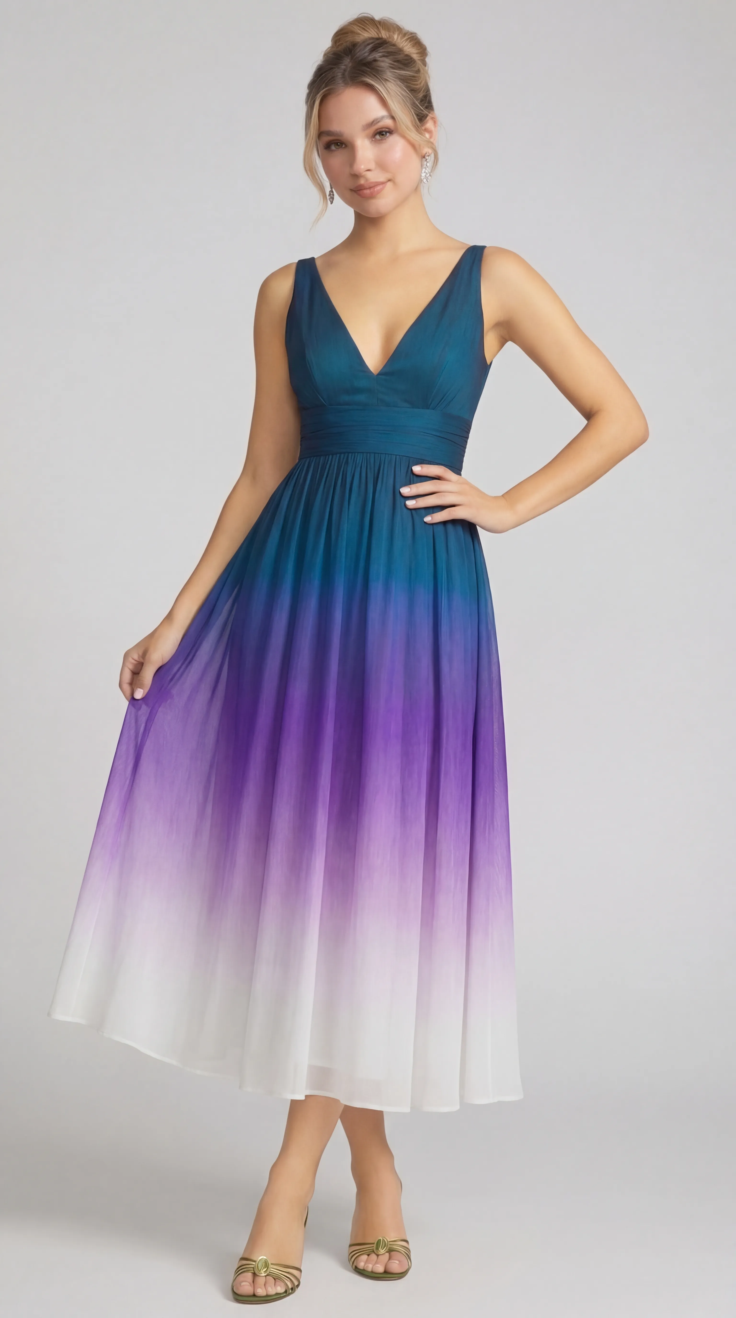 ROYAL AMETHYST GRADIENT MIDI GOWN – LUXURY SILK | MUS510