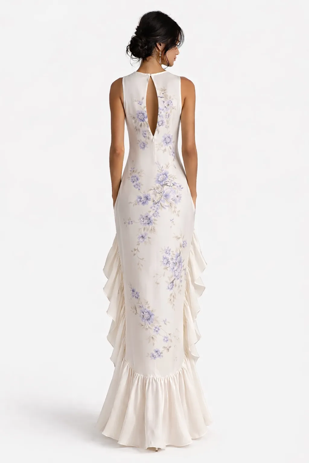 Alternative view of DRAPED CURVE SILK DRESS – PRINTED SILK WITH FLOWING PANELS | MUS537