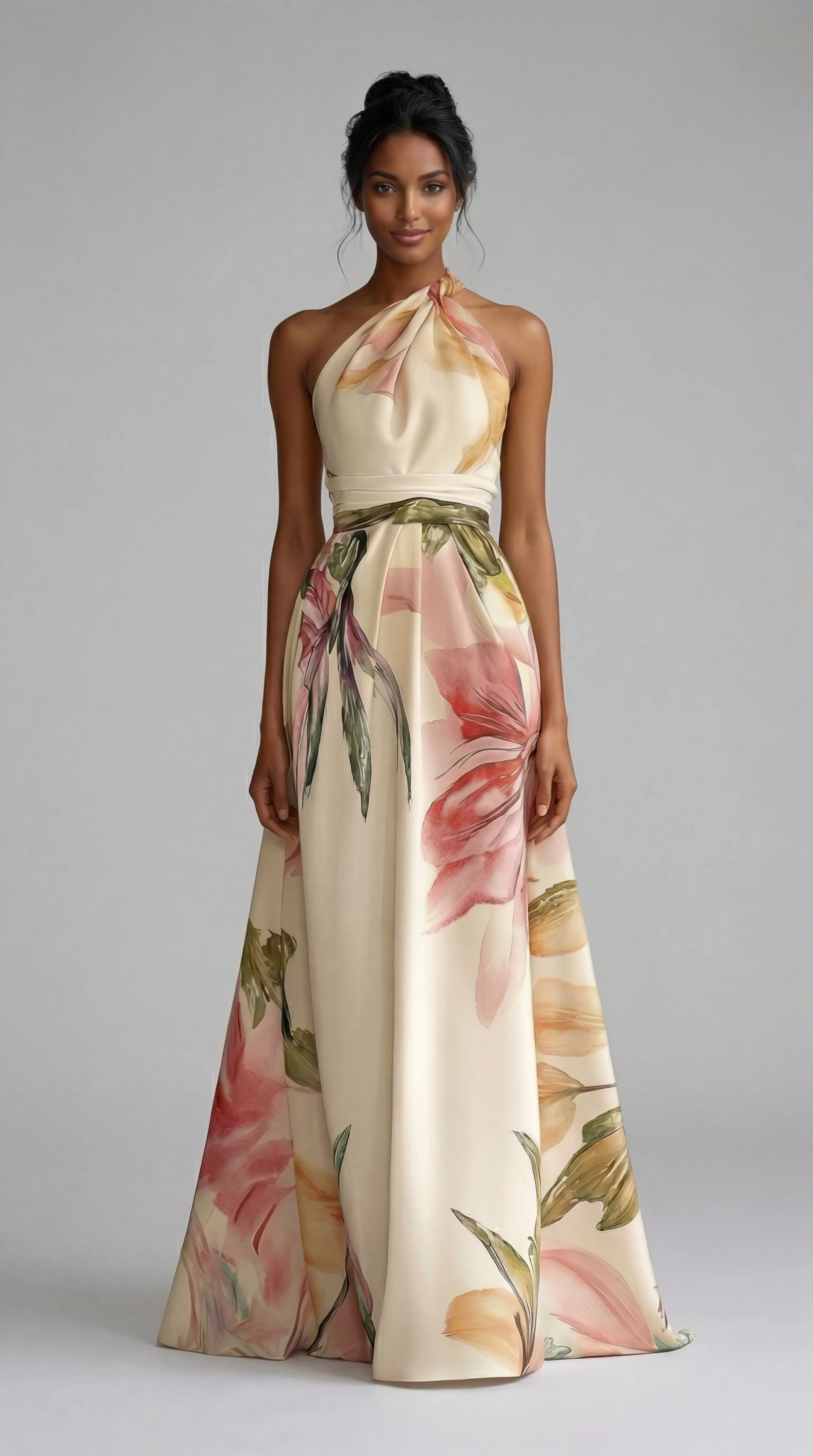 ROSE RADIANCE HALTER GOWN – PREMIUM ELASTIC SILK | MUS551