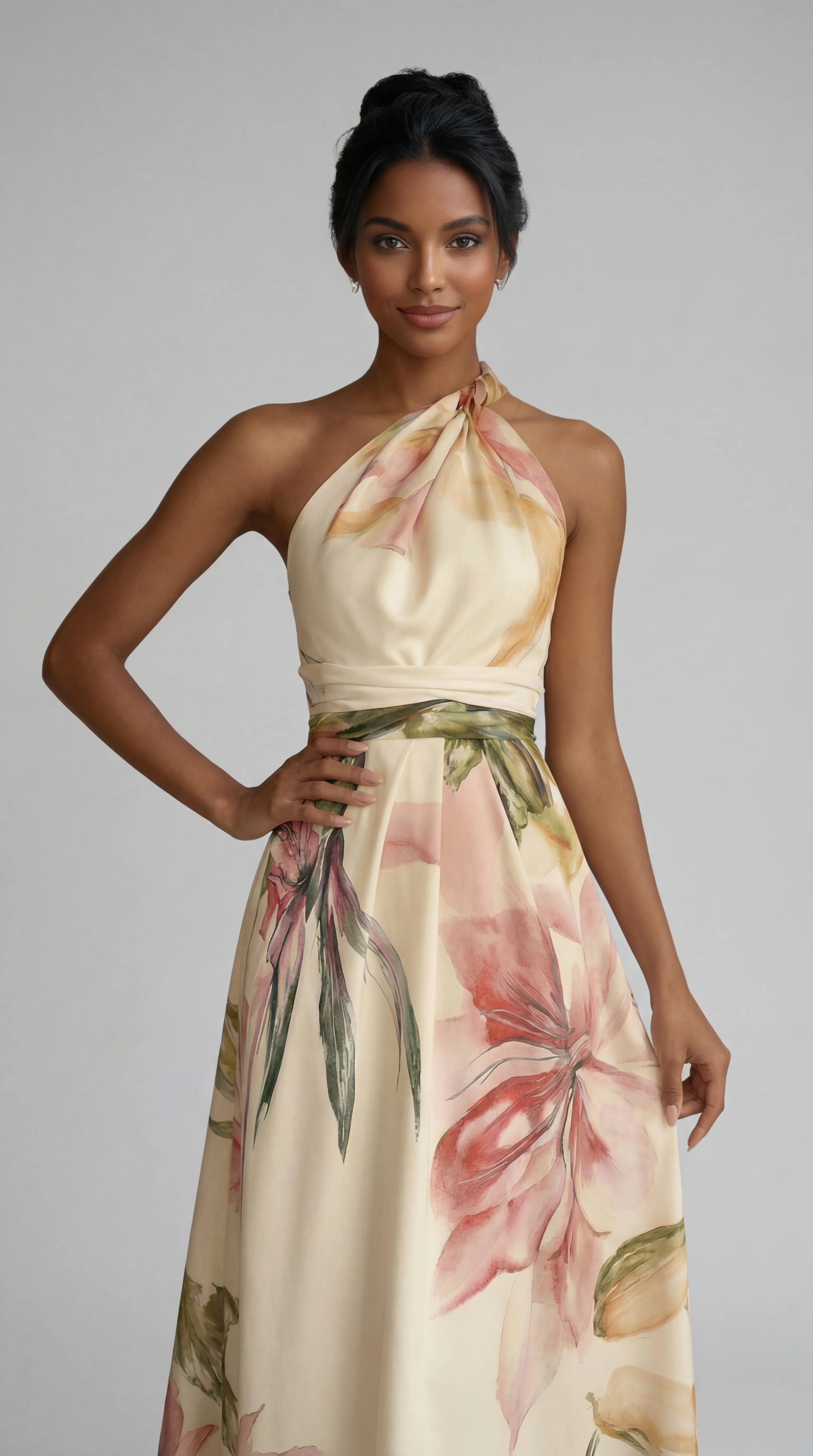 Alternative view of ROSE RADIANCE HALTER GOWN – PREMIUM ELASTIC SILK | MUS551