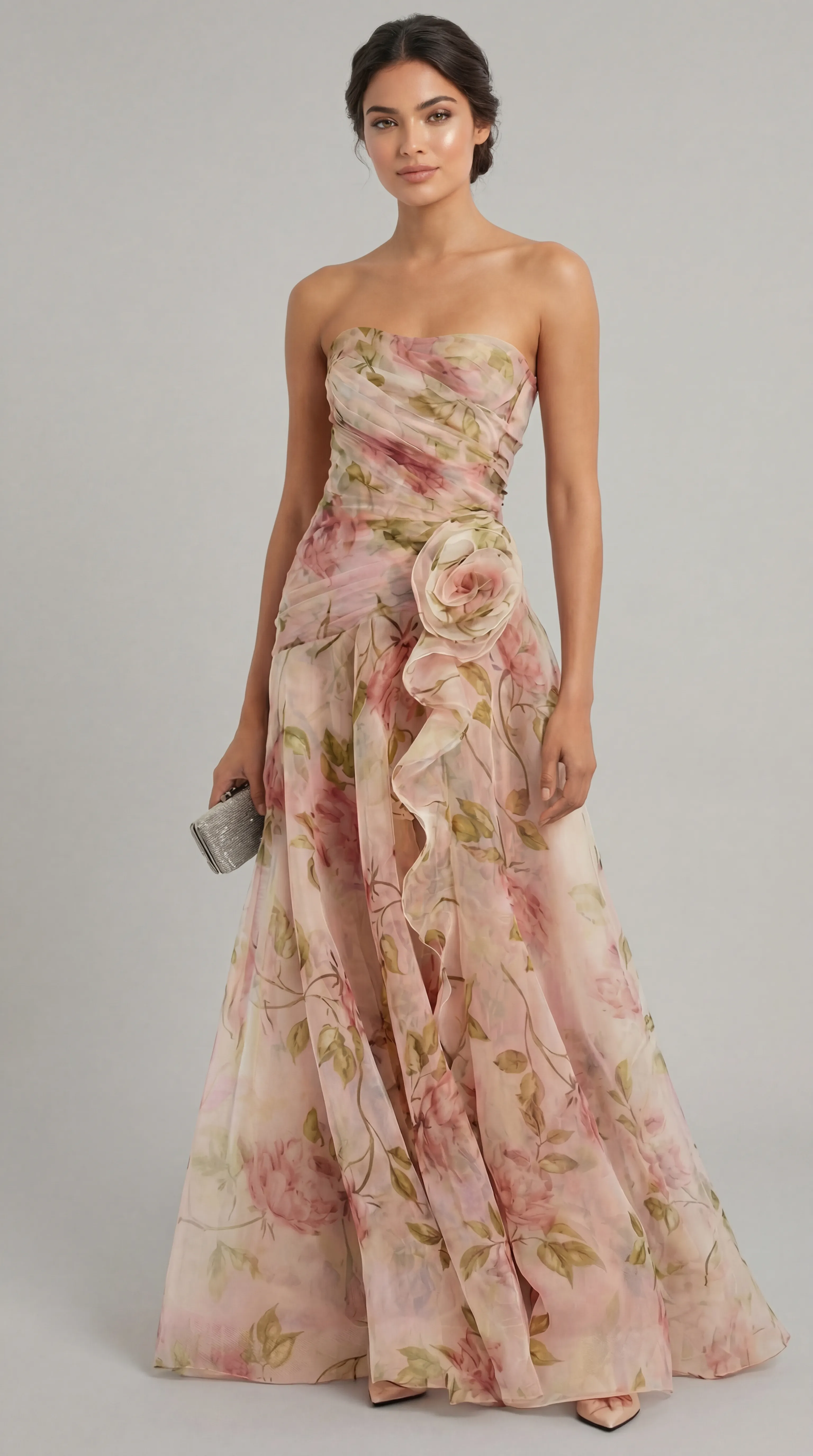 ENCHANTED PEONY CHIFFON GOWN – PREMIUM SILK TƠ | MUS555