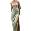 ADJUSTABLE STRAP SILK DRESS – LỤA WITH WAIST RUCHING & SCARF DETAIL | MUS770